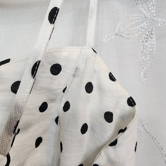 Black & White Polka Dot, Tie Top Dress with Adjustable Straps & Pockets! - Picture 6 of 12